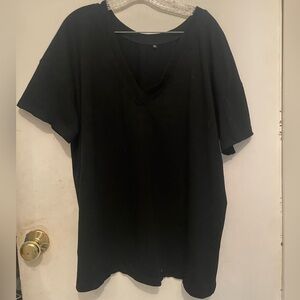 Black v neck slits on side tee